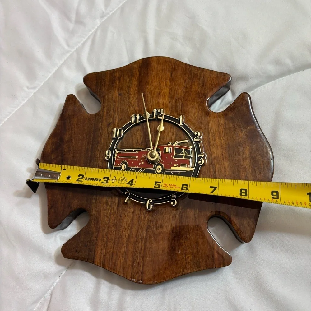 Wooden Fire Truck Wall Clock 9X9